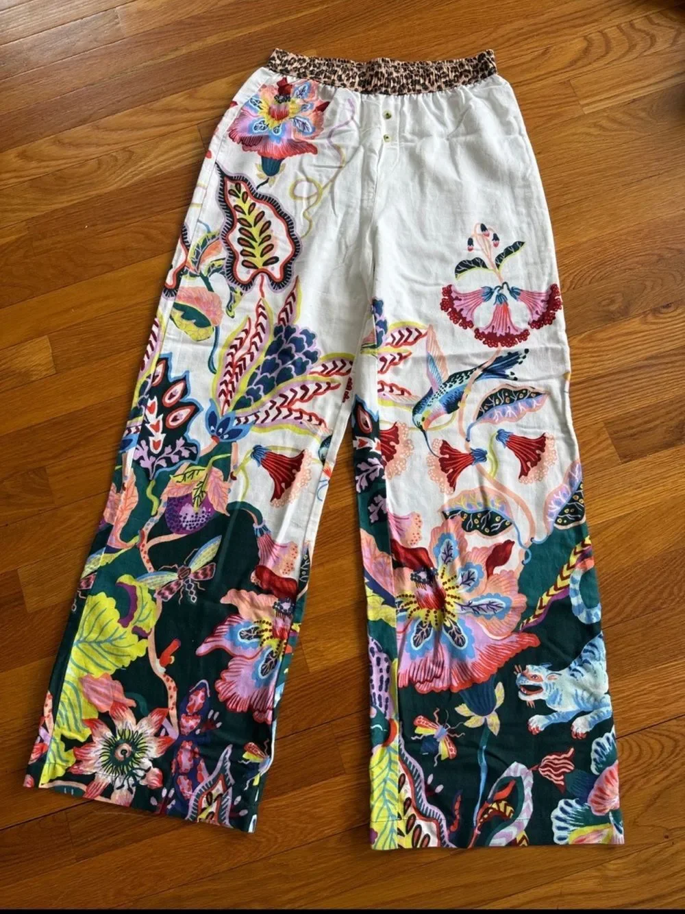 Nee Anthropologie Celandine x Sarah Gordon Linen Blend Wide-Leg Pants Size 2Xs
